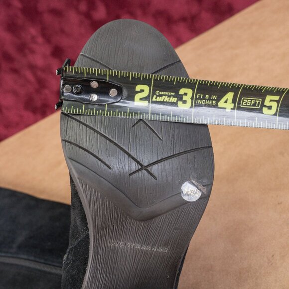 Lucky Brand Women Black Suede Western Block Heel Zip Knee Boots Sz 6.5 EUR37.5 - Picture 6 of 10